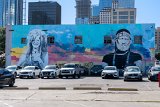 Janice & Willie mural  Apparently started out life as a mural of Willie Nelson  in a starburst field and then a year later Janice Jophlin was added. : 2024, Austin, Texas, _highlights_, mural