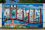 Greetings From Austin mural  Roadhouse Relics  1720 S 1st St : 2024, Austin, Texas