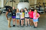 Group in Hangar  NSCU Engineering Camp photo from counselors : Alison, NCSU engineering camp