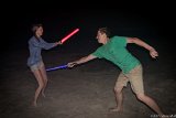 Light Sabre Duel 04  2015 Topsail Beach with the Bowens : 2015, Alison, Bowen, Brandon, Light Sabre, Topsail, Vacation, beach