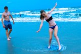 Skim Boarding 11  2015 Topsail Beach with the Bowens : 2015, Alison, Bowen, Brandon, Topsail, Vacation, beach