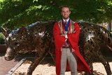 Sean with Wolf : 2018, Graduation Pictures, NC State, NCSU, Sean Engles