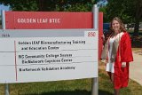 Lizzy at BTEC sign : 2018, Graduation Pictures, Lizzie Weaver, NC State, NCSU