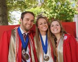Sean & Lainey & Lizzy with Engineering I building sign : 2018, Graduation Pictures, Lainey Indermaur, Lizzie Weaver, NC State, NCSU, Sean Engles