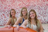Lainey & Alison & Lizzy with Jose Parla mural in Hunt Library : 2018, Alison, Graduation Pictures, Lainey Indermaur, Lizzie Weaver, NC State, NCSU