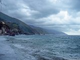 Stormy Weather in Vernazza  Viewing the coastline from Vernazza toward the other towns of Cinqua Terra : 2004, Bowen pix, Cinqa Terra, Italy, Vernazza