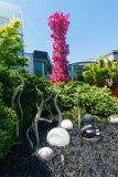 ILCE-6000-20180514-DSC04217  Chihuly Gardens And Glass Black And White with crimson tower in background : 2018, Chihuly Gardens And Glass, Seattle, Settle Center