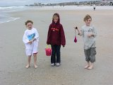 E8700-20050521-DSCN1381  Kids on beach : 2005, Alison, Audrey Bowen, Cole Bowen, NC, Wrightsville Beach